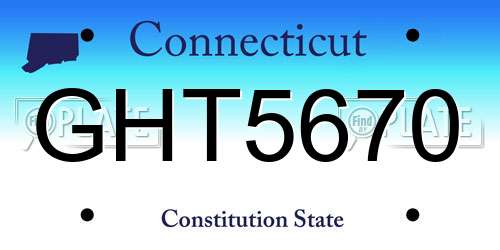 GHT5670 Connecticut License Plate