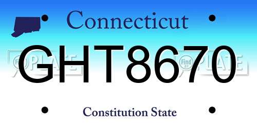 GHT8670 Connecticut License Plate