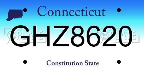 GHZ8620 Connecticut License Plate