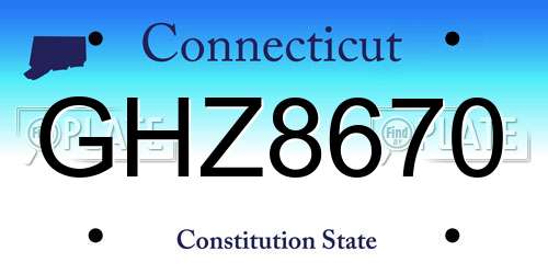 GHZ8670 Connecticut License Plate
