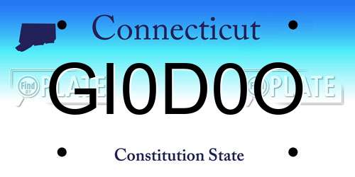 GI0D0O Connecticut License Plate
