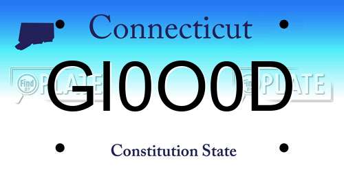 GI0O0D Connecticut License Plate