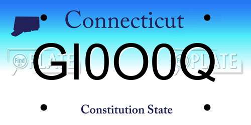 GI0O0Q Connecticut License Plate