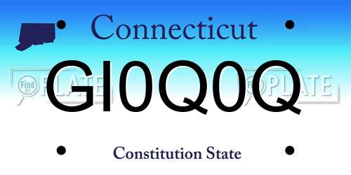 GI0Q0Q Connecticut License Plate