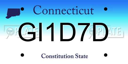 GI1D7D Connecticut License Plate