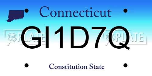 GI1D7Q Connecticut License Plate