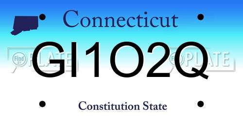 GI1O2Q Connecticut License Plate