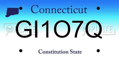 GI1O7Q Connecticut License Plate