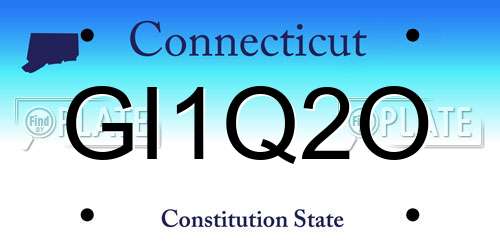 GI1Q2O Connecticut License Plate