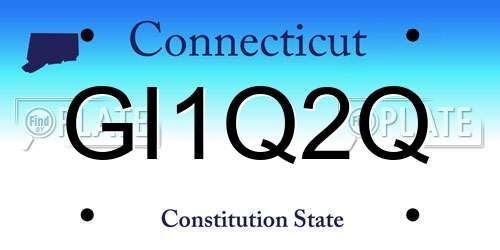 GI1Q2Q Connecticut License Plate