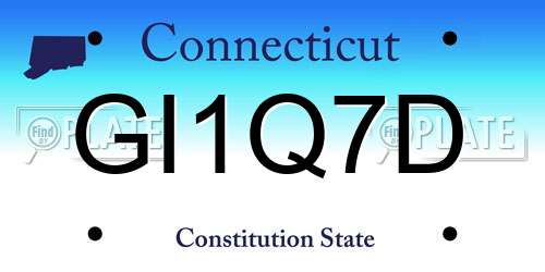 GI1Q7D Connecticut License Plate