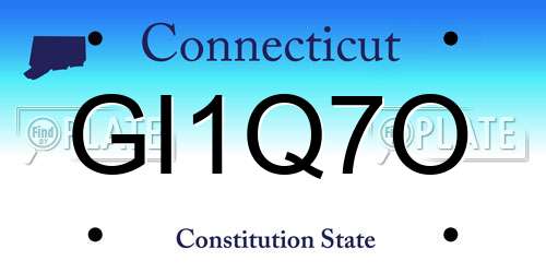 GI1Q7O Connecticut License Plate
