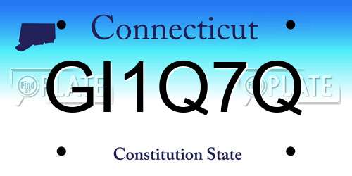 GI1Q7Q Connecticut License Plate