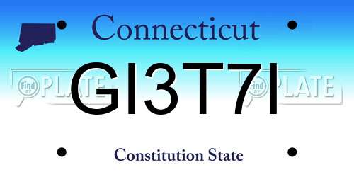GI3T7I Connecticut License Plate