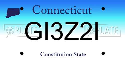 GI3Z2I Connecticut License Plate