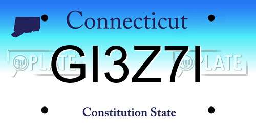 GI3Z7I Connecticut License Plate