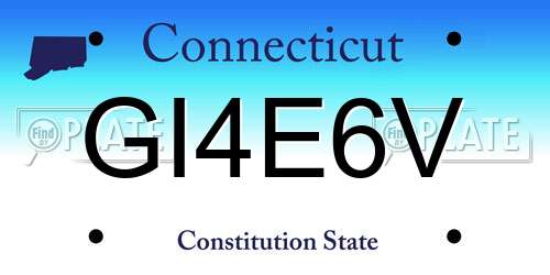 GI4E6V Connecticut License Plate