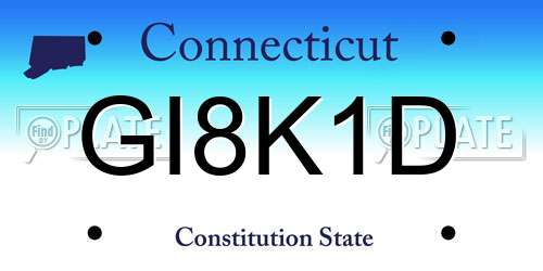 GI8K1D Connecticut License Plate