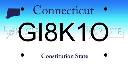 GI8K1O Connecticut License Plate