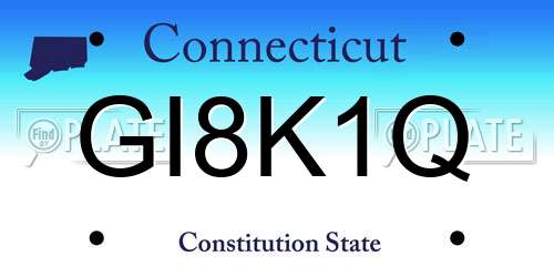 GI8K1Q Connecticut License Plate