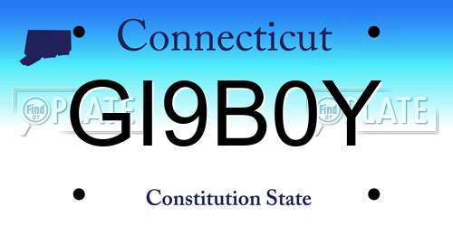 GI9B0Y Connecticut License Plate