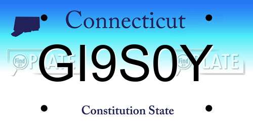 GI9S0Y Connecticut License Plate