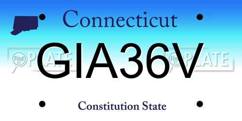 GIA36V Connecticut License Plate