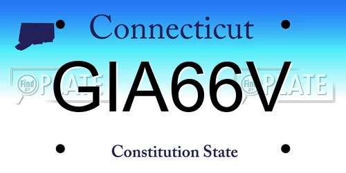 GIA66V Connecticut License Plate