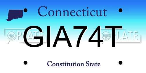 GIA74T Connecticut License Plate