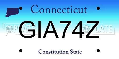 GIA74Z Connecticut License Plate