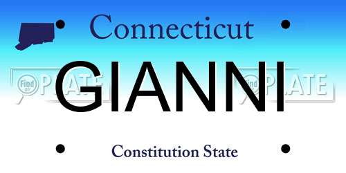 GIANNI Connecticut License Plate