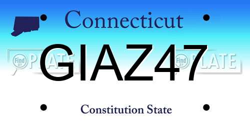 GIAZ47 Connecticut License Plate