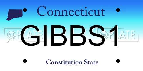 GIBBS1 Connecticut License Plate