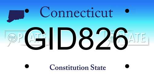 GID826 Connecticut License Plate