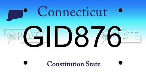 GID876 Connecticut License Plate