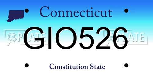 GIO526 Connecticut License Plate