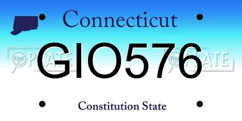GIO576 Connecticut License Plate