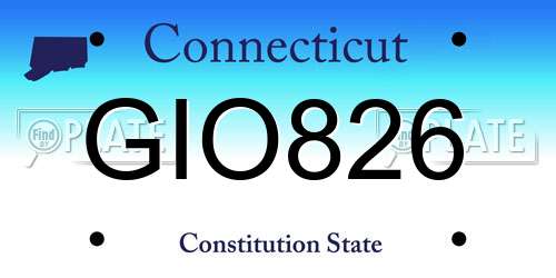 GIO826 Connecticut License Plate