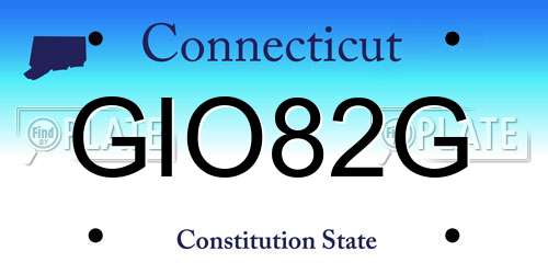 GIO82G Connecticut License Plate