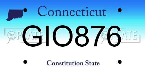 GIO876 Connecticut License Plate