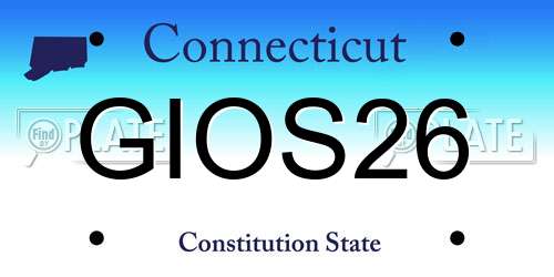 GIOS26 Connecticut License Plate