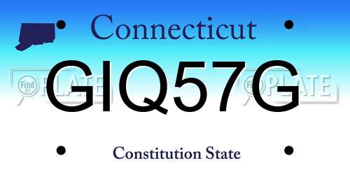 GIQ57G Connecticut License Plate