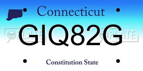 GIQ82G Connecticut License Plate