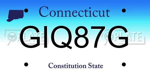 GIQ87G Connecticut License Plate
