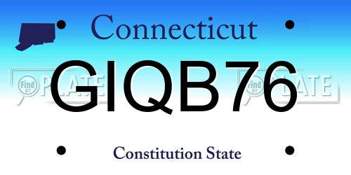 GIQB76 Connecticut License Plate