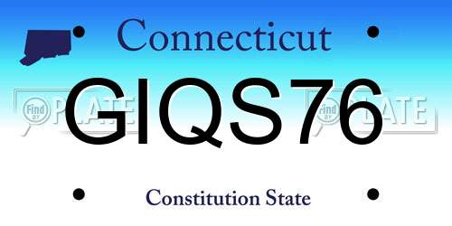 GIQS76 Connecticut License Plate