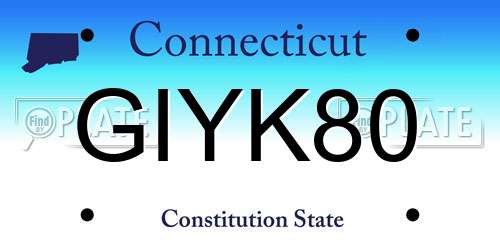 GIYK80 Connecticut License Plate