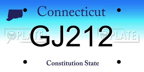 GJ212 Connecticut License Plate