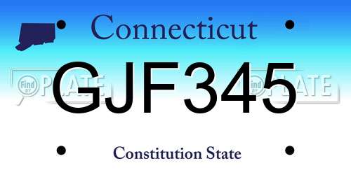 GJF345 Connecticut License Plate