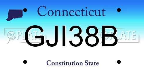 GJI38B Connecticut License Plate